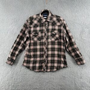 Vintage Wrangler Western Pearl Snap Plaid Rodeo Shirt Blouse Size Large